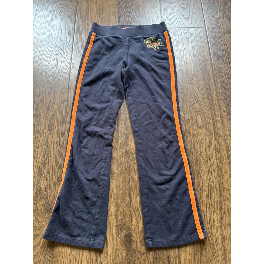 Southpole Girls Navy Orange Stripe Track Pants Embroidered Logo Size L 12-14